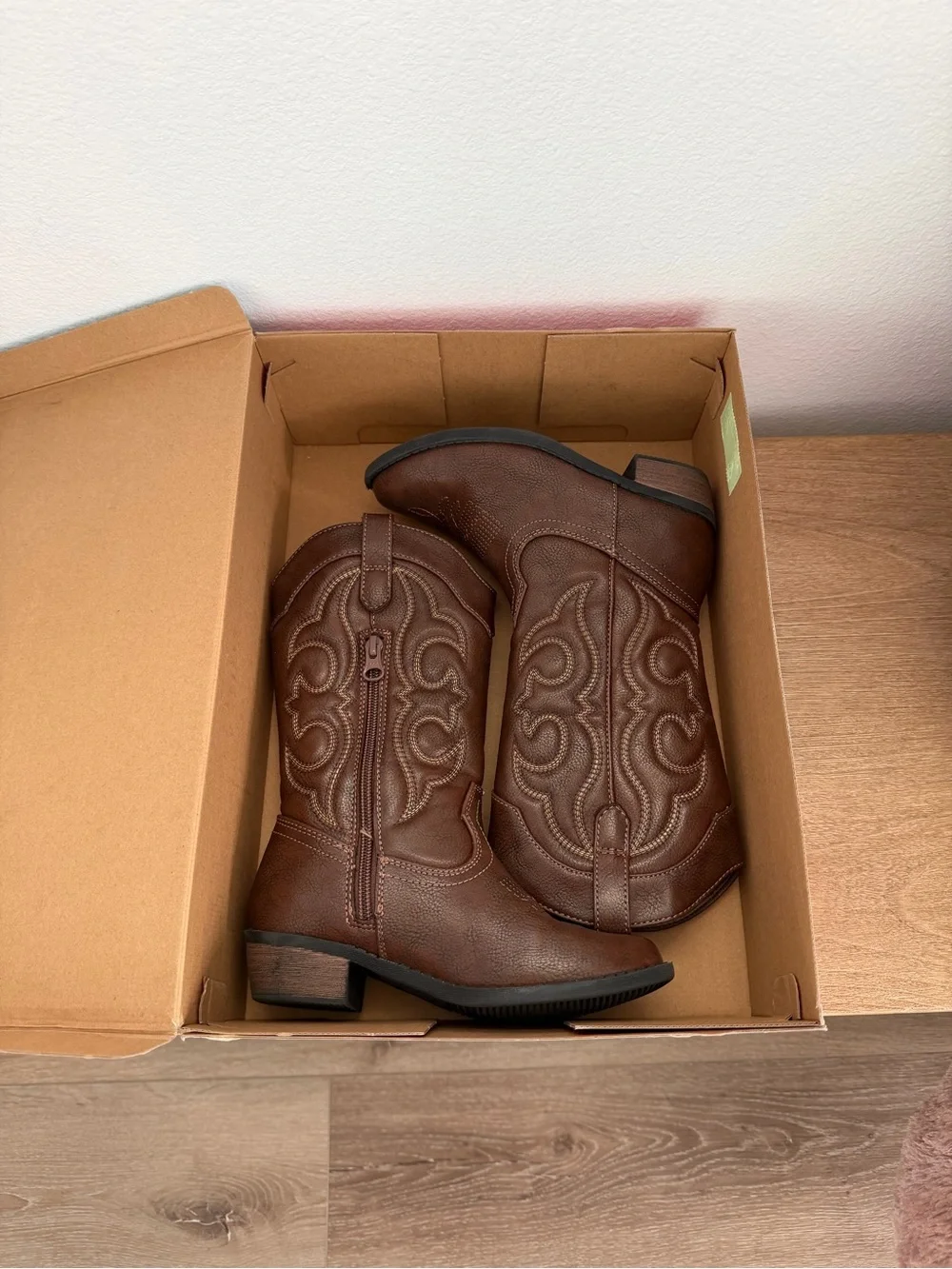 Cat & Jack Brown Embroidered Girls' Western Boots